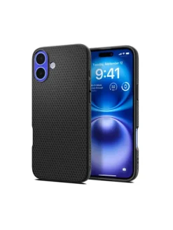 Spigen Liquid Air Hülle iPhone 16 Schwarz in Schwarz