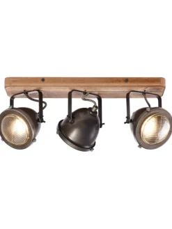 Spotbalken, 3-flammig Carmen Wood 18,5x43x11,5 cm in burned steel/holz