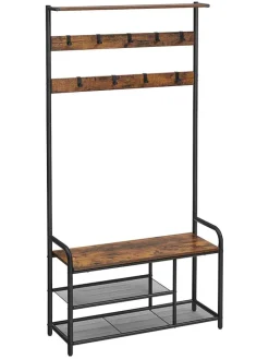 Standgarderobe in Braun/ Schwarz - (B)85 x (H)180 x (T)30 cm