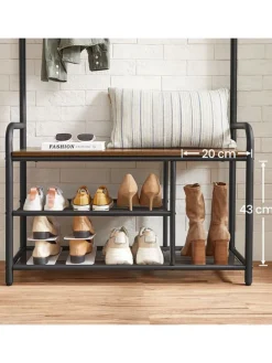 Standgarderobe in Braun/ Schwarz - (B)85 x (H)180 x (T)30 cm