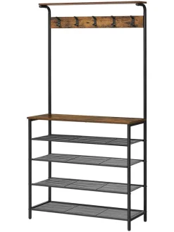 Standgarderobe in Braun/ Schwarz - (B)80 x (H)183,5 x (T)31,5 cm