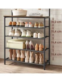 Standgarderobe in Braun/ Schwarz - (B)80 x (H)183,5 x (T)31,5 cm