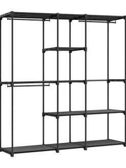 Standgarderobe in Schwarz - (B)182 x (H)182 x (T)43 cm