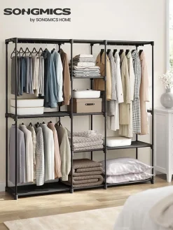 Standgarderobe in Schwarz - (B)182 x (H)182 x (T)43 cm