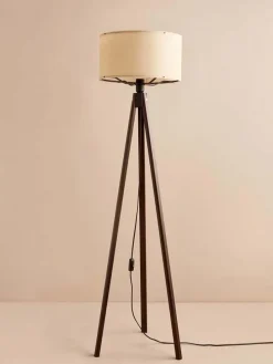Standleuchte in Creme/ Braun - (H)140 cm