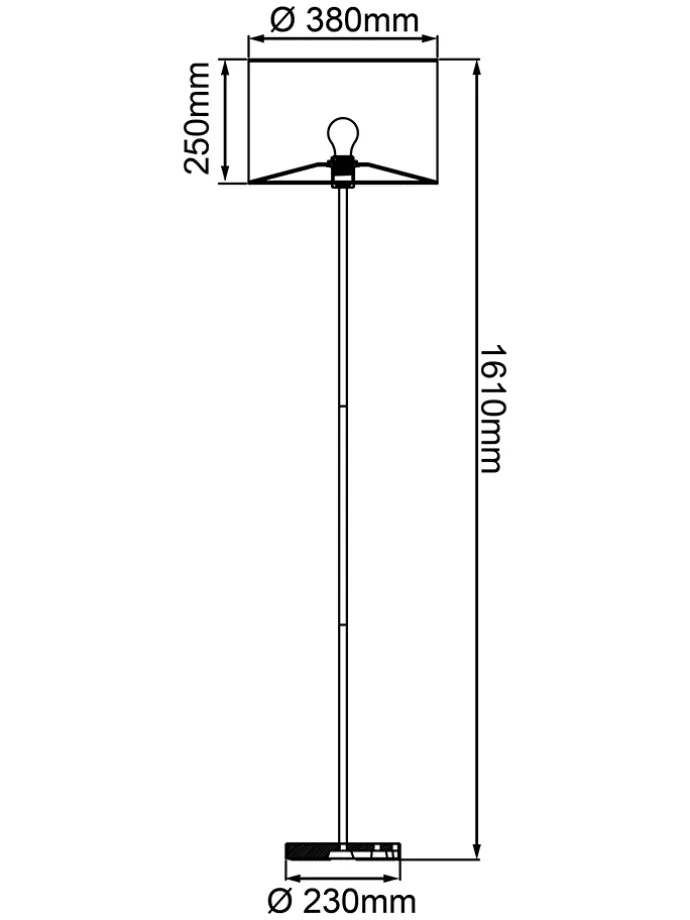 Standleuchte in Hellbraun/ Schwarz - (H)161,5 x Ø 38 cm