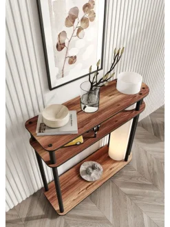 Standleuchte in Hellbraun/ Schwarz - (H)80 cm