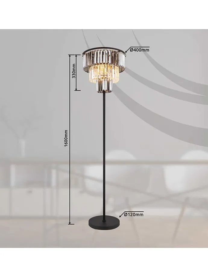 Standleuchte "Naxis" in Schwarz/ Grau - (H)160 x Ø 40 cm