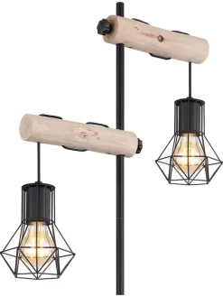 Standleuchte "Priska" in Hellbraun/ Schwarz - (H)168 cm