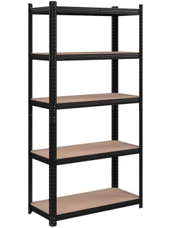 Standregal in Beige/ Schwarz - (B)90 x (H)180 x (T)40 cm