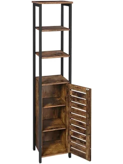 Standregal in Braun/ Schwarz - (B)37 x (H)167 x (T)30 cm