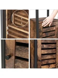 Standregal in Braun/ Schwarz - (B)37 x (H)167 x (T)30 cm