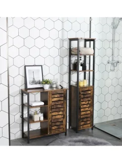 Standregal in Braun/ Schwarz - (B)37 x (H)167 x (T)30 cm