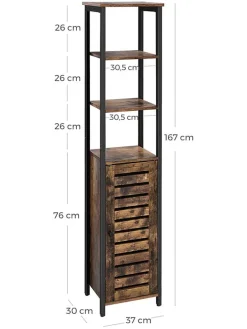 Standregal in Braun/ Schwarz - (B)37 x (H)167 x (T)30 cm