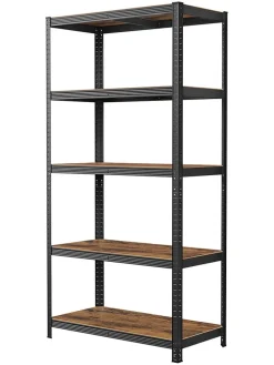 Standregal in Braun/ Schwarz - (B)90 x (H)180 x (T)40 cm