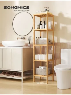 Standregal in Hellbraun - (B)33 x (H)146 x (T)33 cm