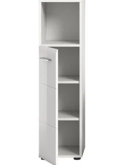 Standschrank hoch in Weiß/Weiß Hochglanz - (B) 30 x (H) 110 x (T) 30