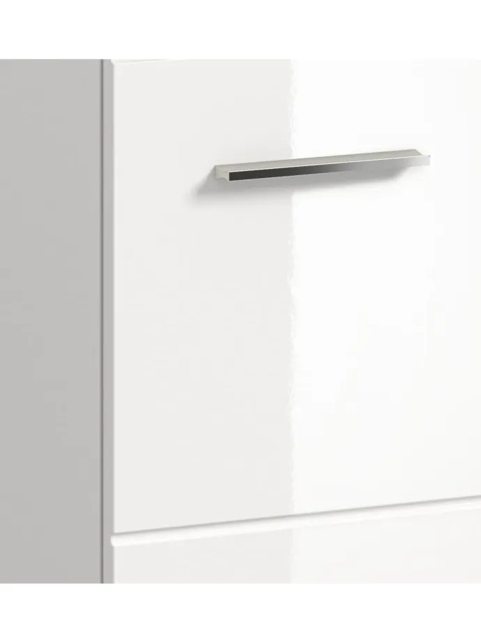 Standschrank hoch in Weiß/Weiß Hochglanz - (B) 30 x (H) 110 x (T) 30