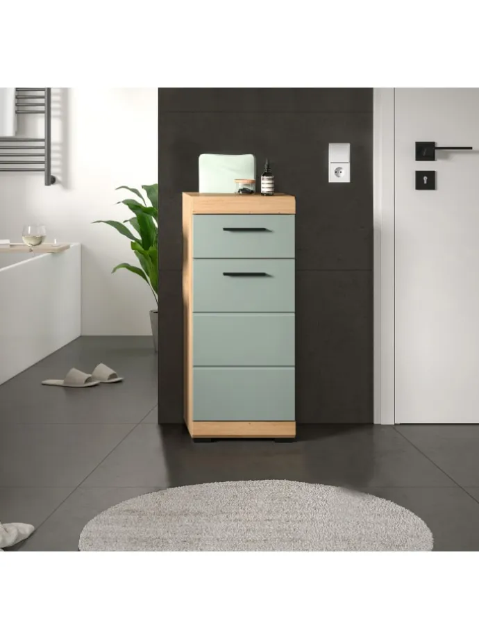 Standschrank in Artisan Eiche/Salbei - (B) 37 x (H) 88 x (T) 31