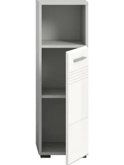 Standschrank in hellgrau/weiß hochglanz - (B) 30 x (H) 95 x (T) 30