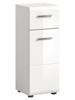Standschrank in Weiß/Weiß Hochglanz - (B) 30 x (H) 80 x (T) 30