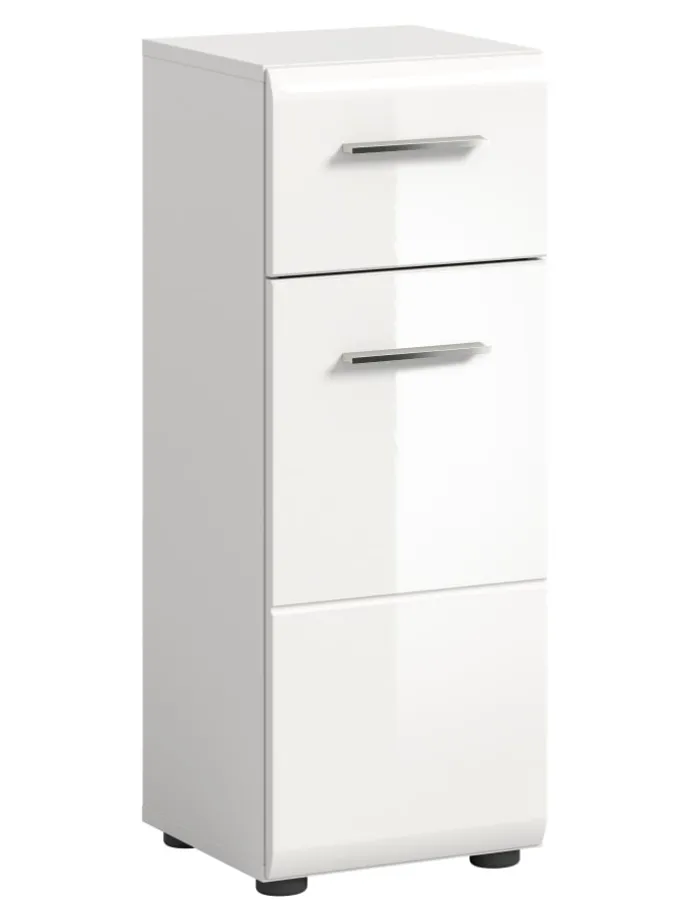 Standschrank in Weiß/Weiß Hochglanz - (B) 30 x (H) 80 x (T) 30