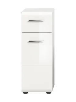 Standschrank in Weiß/Weiß Hochglanz - (B) 30 x (H) 80 x (T) 30