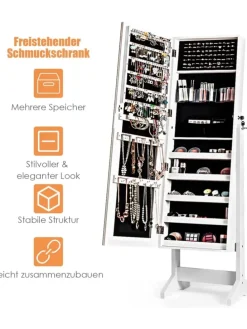 Standspiegel mit Schmuckschrank in Weiß