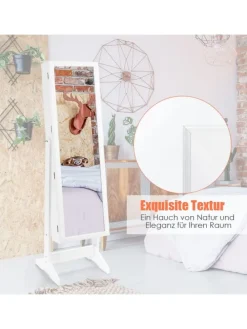 Standspiegel mit Schmuckschrank in Weiß