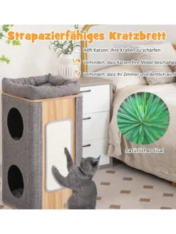3-stöckige Katzenhöhle in Grau