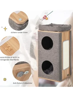 3-stöckige Katzenhöhle in Grau