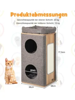 3-stöckige Katzenhöhle in Grau