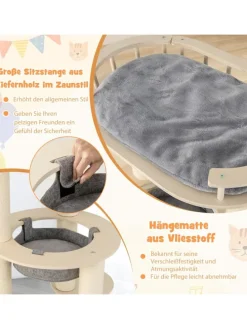 6-stöckiger Kratzbaum Holz in Beige