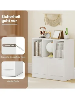 3-stöckiges Bücherregal mit 2 Türen 70 x 30 x 70 cm in Weiß