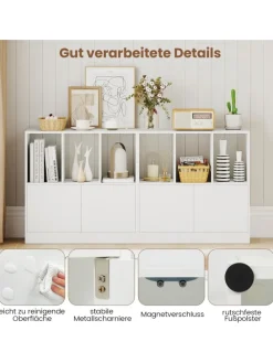 3-stöckiges Bücherregal mit 2 Türen 70 x 30 x 70 cm in Weiß