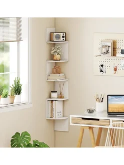 5-stöckiges Eckregal hängend in Weiß