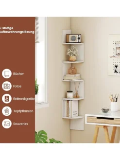 5-stöckiges Eckregal hängend in Weiß