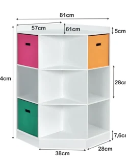 3-stöckiges Eckregal in Weiß