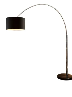 Stehlampe 210 cm dimmbar - Bogenlampe mit Marmorfuß und Lampenschirm in Schwarz