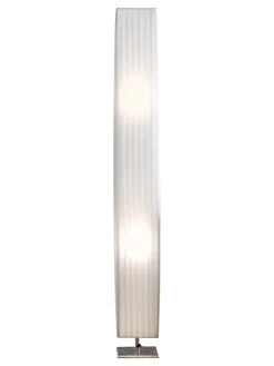 Stehlampe 120 cm eckig Metall verchromt und Plissee-Schirm in Weiß