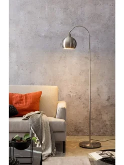 Stehlampe 1-flammig aus Metall mit Lampenschirm Ø 20 cm matt in Edelstahloptik