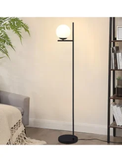 Stehlampe 1-flammige E27 in schwarz Glasschrim