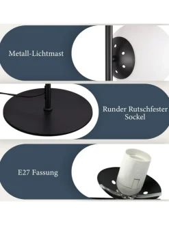 Stehlampe 3-flammige E27 in schwarz Glasschrim