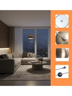 Stehlampe in Gold - (B)92x (H)180 x (T)35 cm