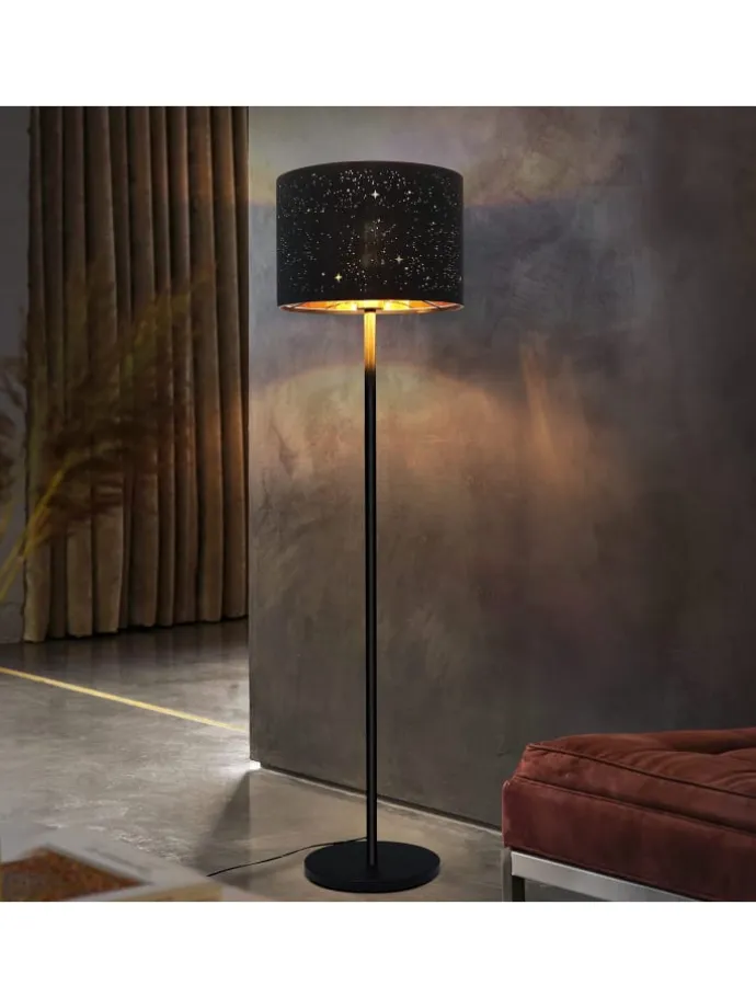 Stehlampe in schwarz E27 H 144cm Sternenhimmel Design
