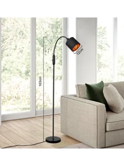 Stehlampe in schwarz E14 H 163cm 360° Drehbar mit Stoff Lampenschirm