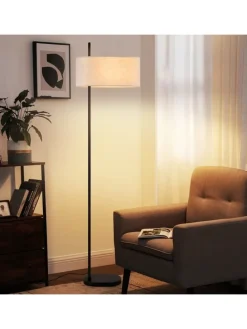 Stehlampe in schwarz 1-flammige E27 mit Stoff Lampenschirm