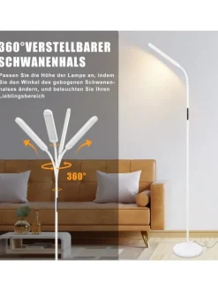 Stehlampe in weiß H 137cm touch dimmbar Timer Bodenlampe