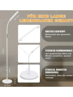 Stehlampe in weiß H 137cm touch dimmbar Timer Bodenlampe