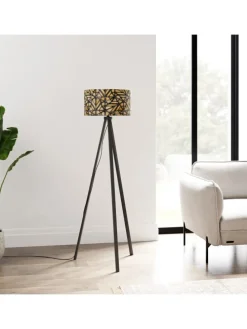 Stehlampe Royal Tunbridge Wells in Hellbraun Schwarz (H)140cm (B)40cm (T)40cm